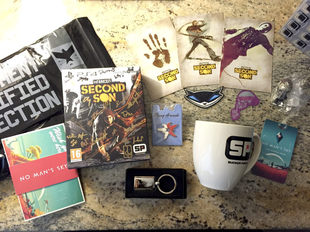 My gift bag from the devs of Sucker Punch Productions studios.